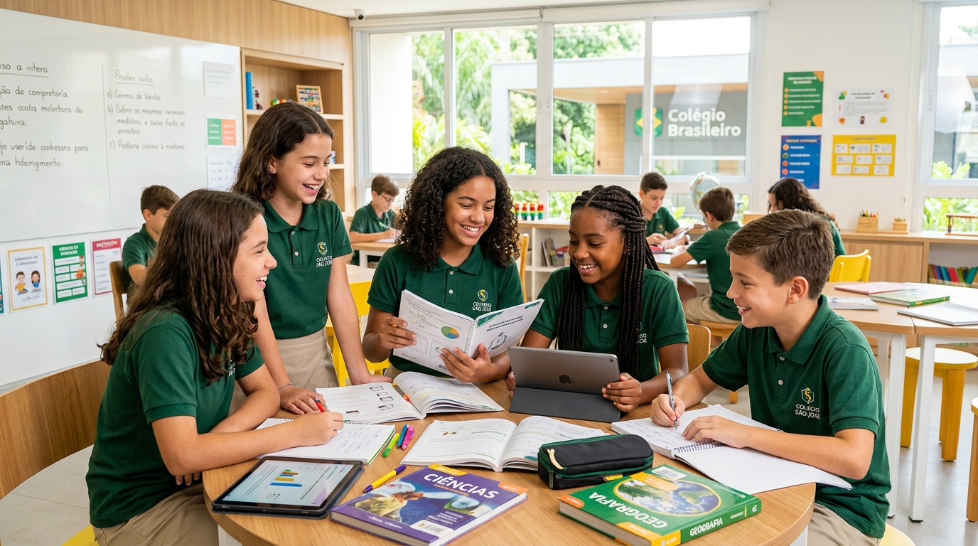 Alunos em ambiente pedagógico no Centro Educacional Chambarelli